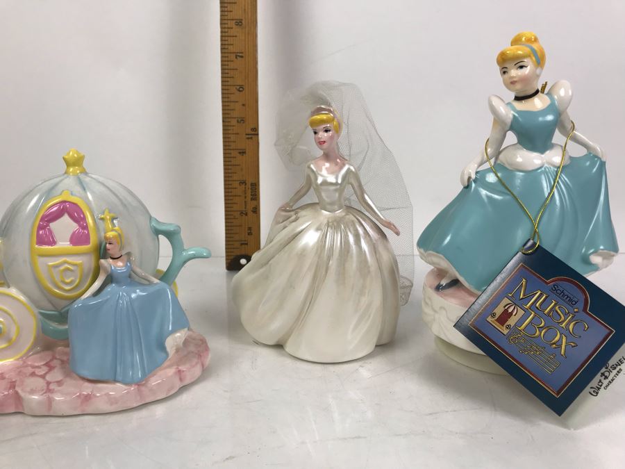(4) Hand Painted Cinderella Schmid Walt Disney Figurines - One Is A Music Box [Photo 2]