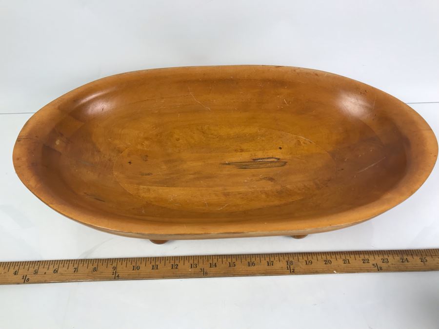 Large Footed Wooden Bowl 21'W X 11'W X 5'H