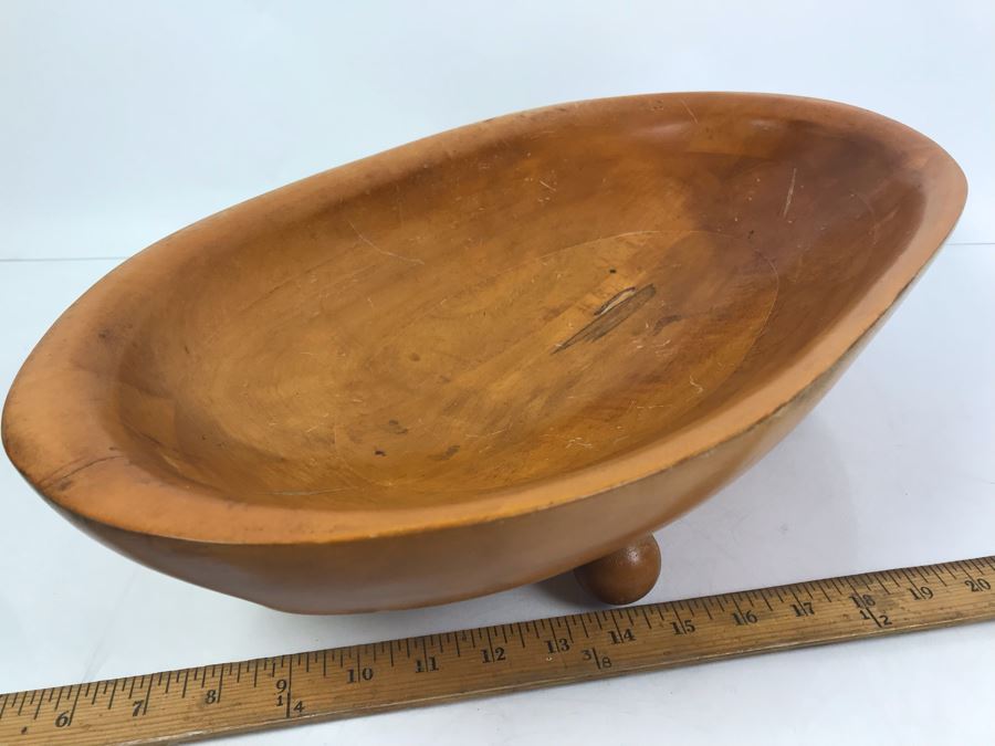Large Footed Wooden Bowl 21'W X 11'W X 5'H [Photo 5]