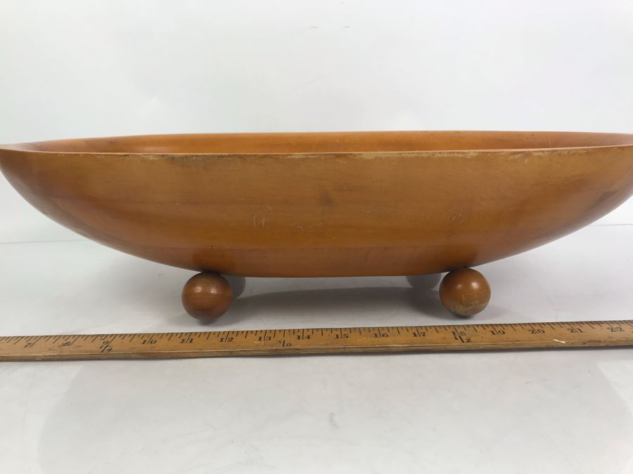 Large Footed Wooden Bowl 21'W X 11'W X 5'H