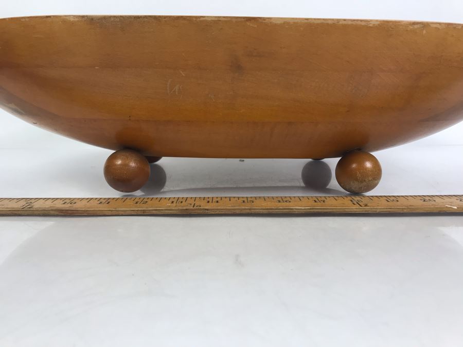 Large Footed Wooden Bowl 21'W X 11'W X 5'H [Photo 3]