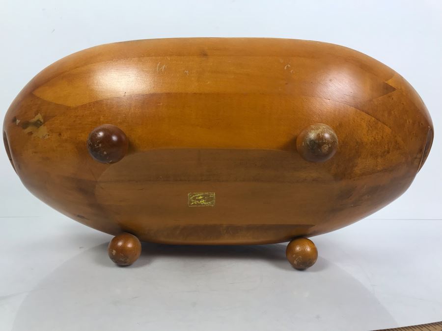 Large Footed Wooden Bowl 21'W X 11'W X 5'H [Photo 6]