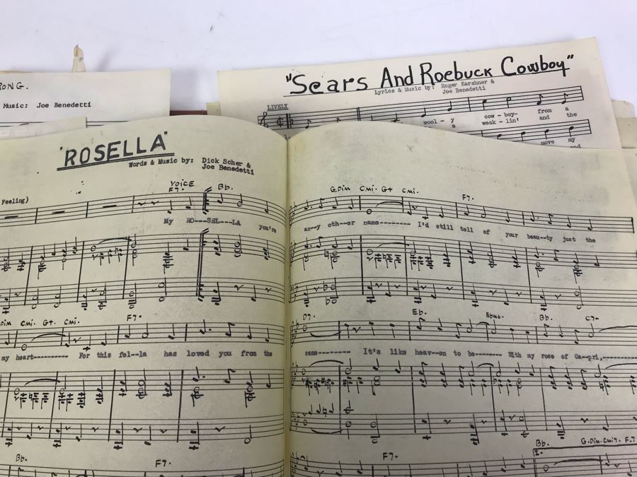 Dozens Of Vintage 1950's & 60's HANDWRITTEN Copyrighted Songs Words & Music Sheet Music By Dick Sher, Joe Benedetti, Adele Rich, Quint Benedetti, Kenneth Devore, Roger Karshner - See Photos [Photo 36]
