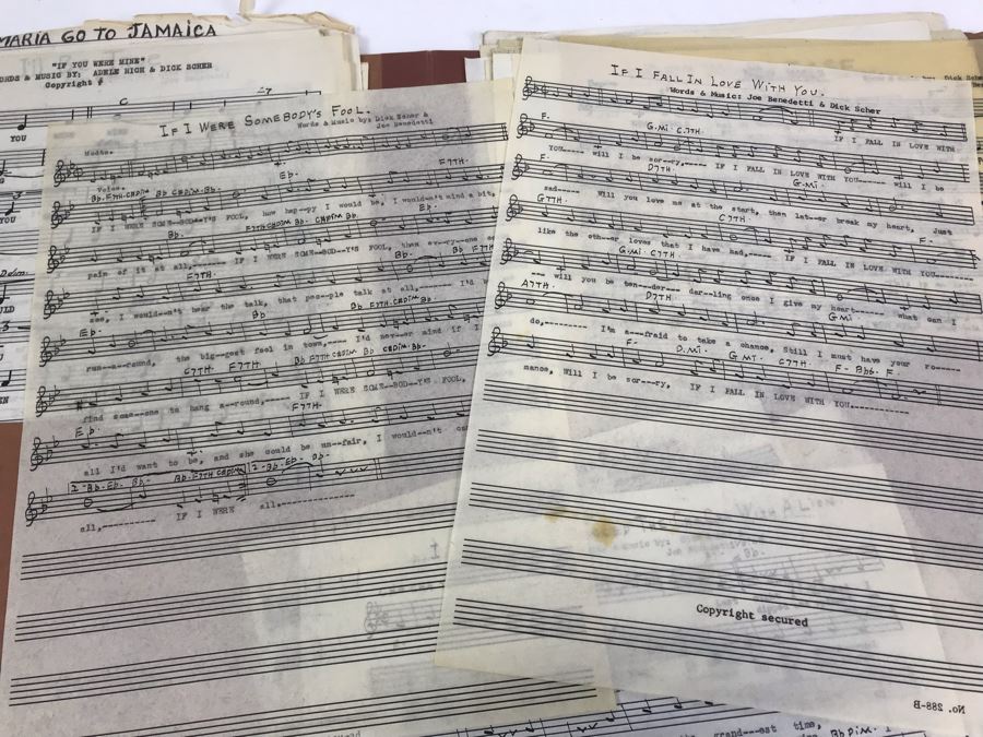 Dozens Of Vintage 1950's & 60's HANDWRITTEN Copyrighted Songs Words & Music Sheet Music By Dick Sher, Joe Benedetti, Adele Rich, Quint Benedetti, Kenneth Devore, Roger Karshner - See Photos [Photo 6]