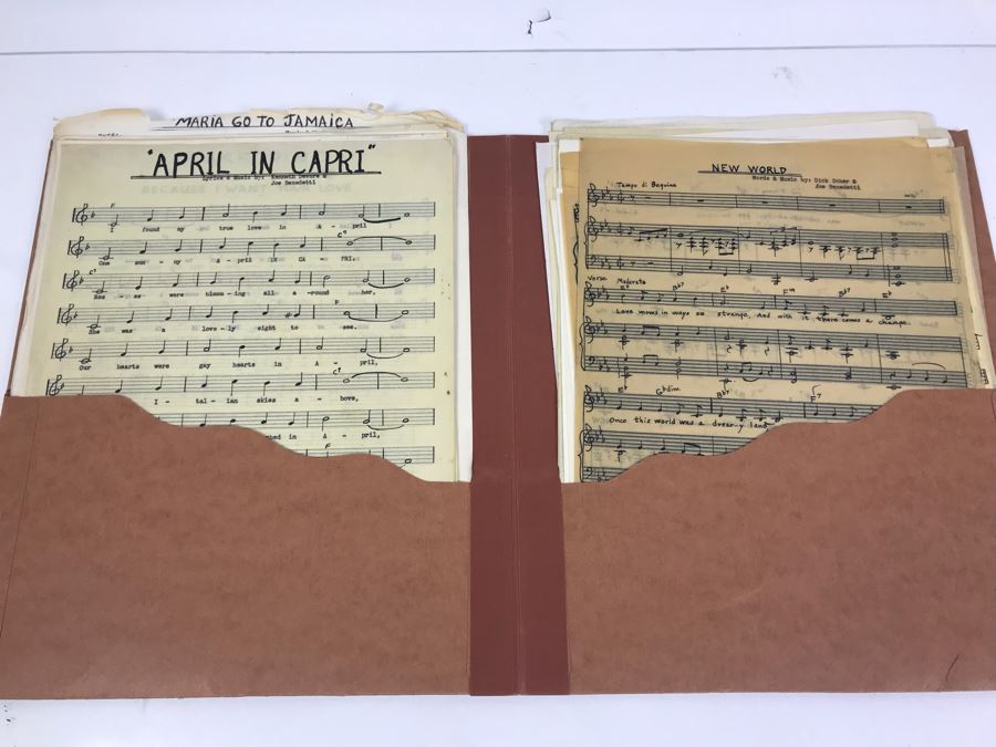 Dozens Of Vintage 1950's & 60's HANDWRITTEN Copyrighted Songs Words & Music Sheet Music By Dick Sher, Joe Benedetti, Adele Rich, Quint Benedetti, Kenneth Devore, Roger Karshner - See Photos