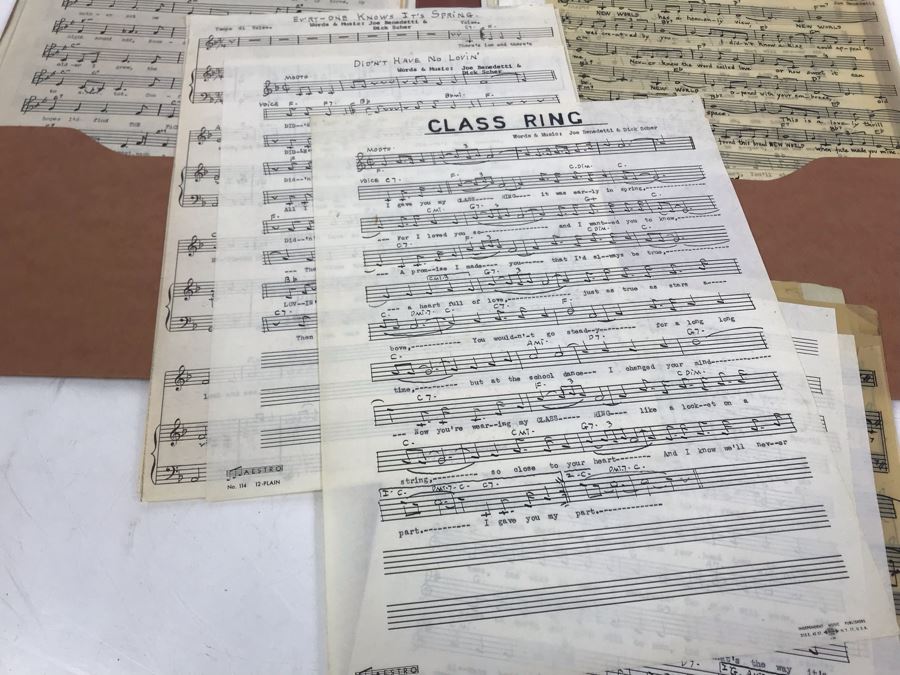 Dozens Of Vintage 1950's & 60's HANDWRITTEN Copyrighted Songs Words & Music Sheet Music By Dick Sher, Joe Benedetti, Adele Rich, Quint Benedetti, Kenneth Devore, Roger Karshner - See Photos [Photo 25]