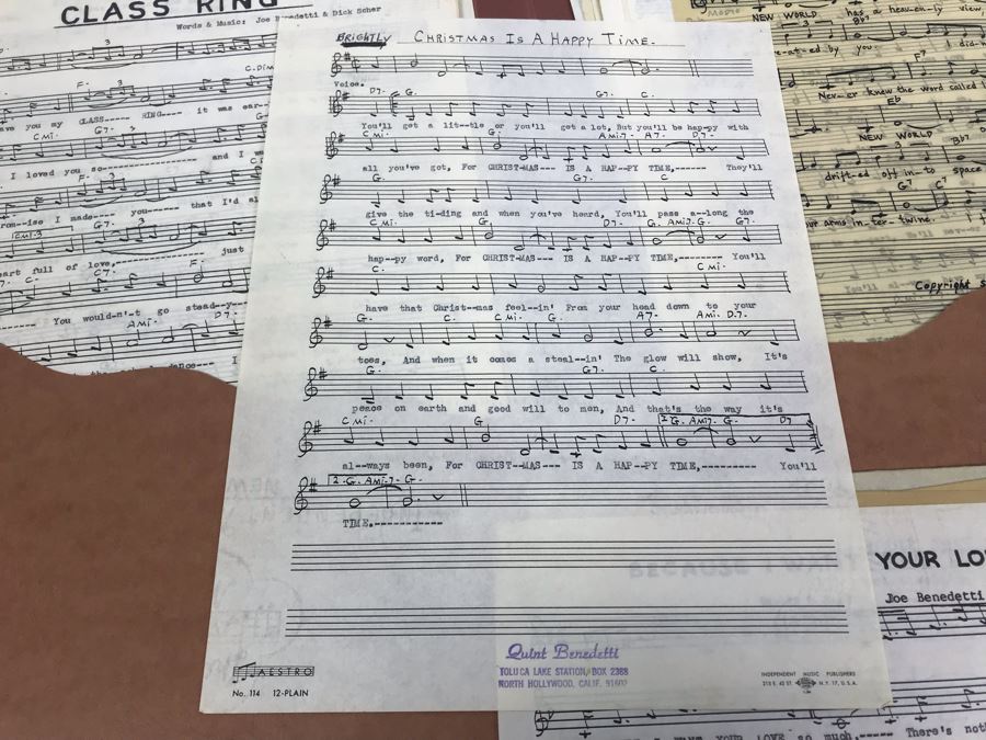 Dozens Of Vintage 1950's & 60's HANDWRITTEN Copyrighted Songs Words & Music Sheet Music By Dick Sher, Joe Benedetti, Adele Rich, Quint Benedetti, Kenneth Devore, Roger Karshner - See Photos [Photo 15]