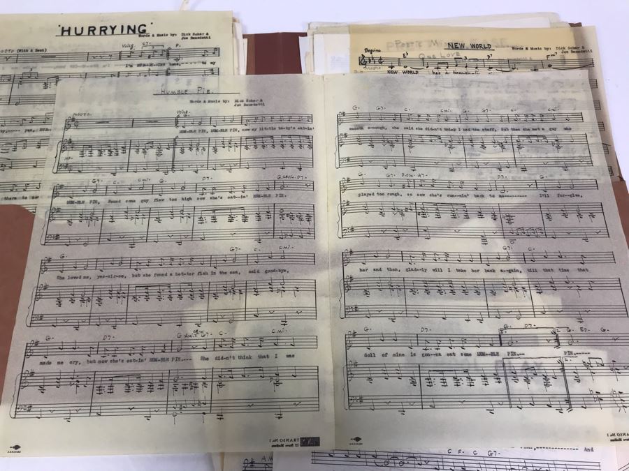 Dozens Of Vintage 1950's & 60's HANDWRITTEN Copyrighted Songs Words & Music Sheet Music By Dick Sher, Joe Benedetti, Adele Rich, Quint Benedetti, Kenneth Devore, Roger Karshner - See Photos [Photo 31]