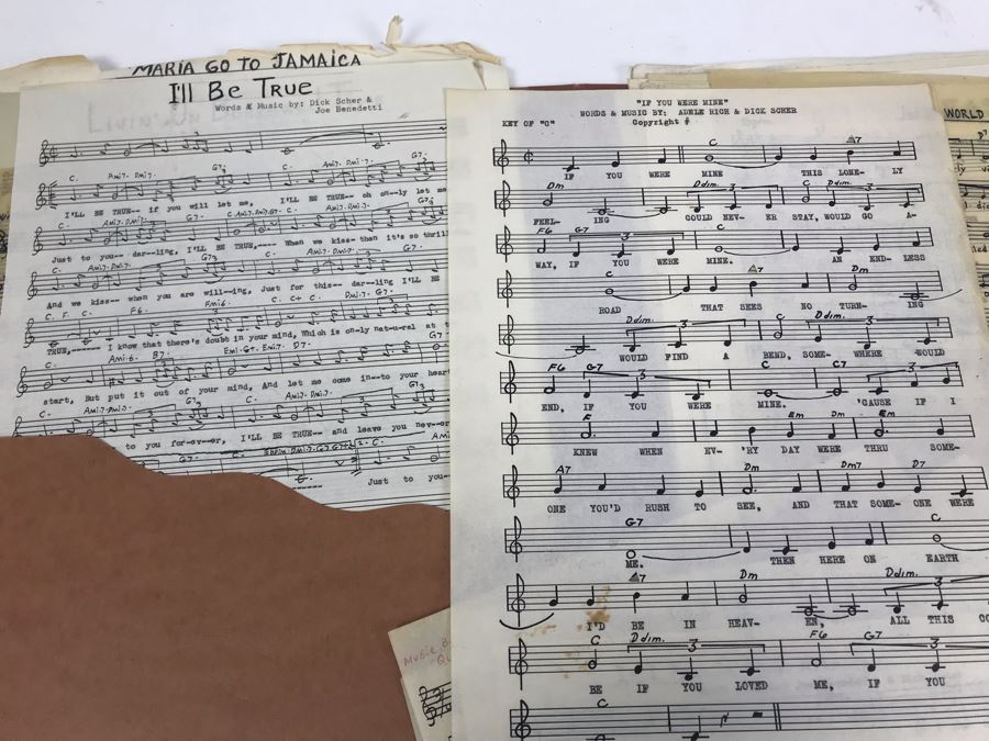Dozens Of Vintage 1950's & 60's HANDWRITTEN Copyrighted Songs Words & Music Sheet Music By Dick Sher, Joe Benedetti, Adele Rich, Quint Benedetti, Kenneth Devore, Roger Karshner - See Photos [Photo 7]