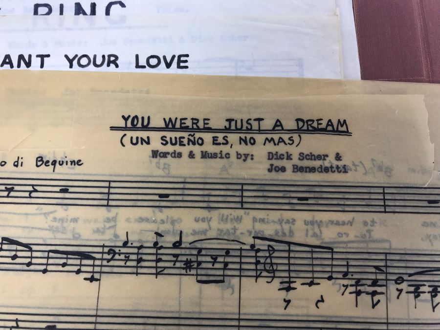 Dozens Of Vintage 1950's & 60's HANDWRITTEN Copyrighted Songs Words & Music Sheet Music By Dick Sher, Joe Benedetti, Adele Rich, Quint Benedetti, Kenneth Devore, Roger Karshner - See Photos [Photo 22]