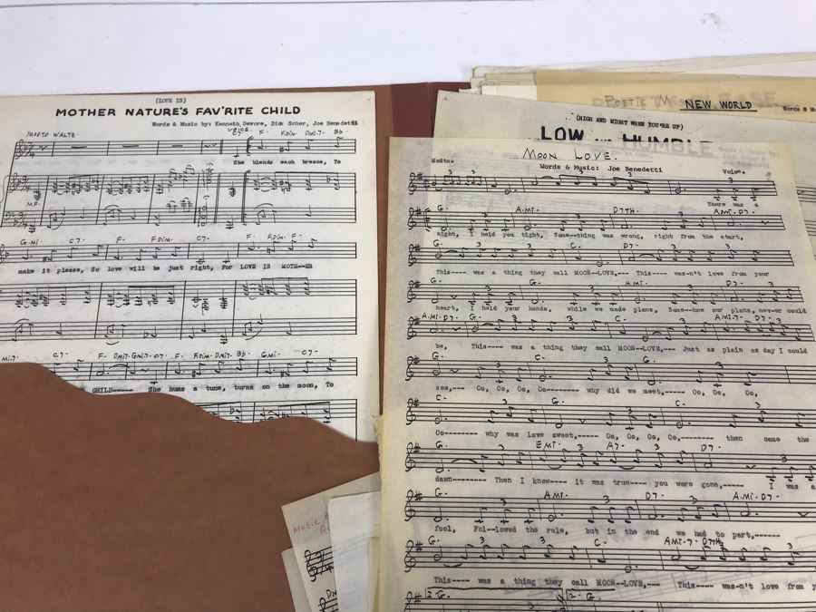 Dozens Of Vintage 1950's & 60's HANDWRITTEN Copyrighted Songs Words & Music Sheet Music By Dick Sher, Joe Benedetti, Adele Rich, Quint Benedetti, Kenneth Devore, Roger Karshner - See Photos [Photo 12]