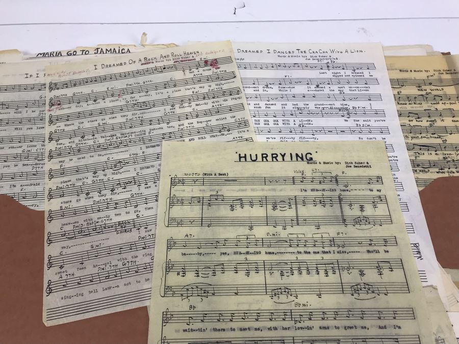 Dozens Of Vintage 1950's & 60's HANDWRITTEN Copyrighted Songs Words & Music Sheet Music By Dick Sher, Joe Benedetti, Adele Rich, Quint Benedetti, Kenneth Devore, Roger Karshner - See Photos [Photo 3]