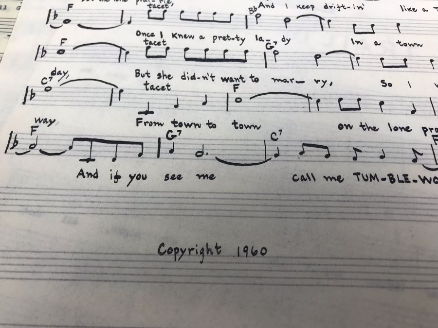 Dozens Of Vintage 1950's & 60's HANDWRITTEN Copyrighted Songs Words & Music Sheet Music By Dick Sher, Joe Benedetti, Adele Rich, Quint Benedetti, Kenneth Devore, Roger Karshner - See Photos [Photo 41]
