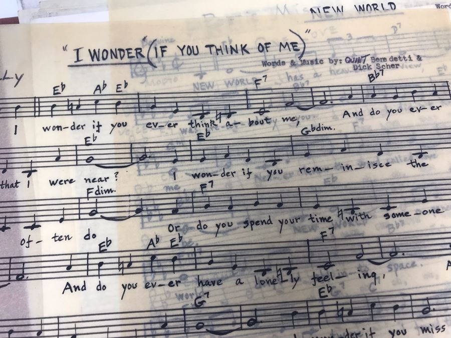 Dozens Of Vintage 1950's & 60's HANDWRITTEN Copyrighted Songs Words & Music Sheet Music By Dick Sher, Joe Benedetti, Adele Rich, Quint Benedetti, Kenneth Devore, Roger Karshner - See Photos [Photo 10]