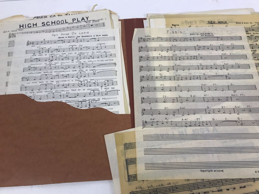 Dozens Of Vintage 1950's & 60's HANDWRITTEN Copyrighted Songs Words & Music Sheet Music By Dick Sher, Joe Benedetti, Adele Rich, Quint Benedetti, Kenneth Devore, Roger Karshner - See Photos [Photo 29]