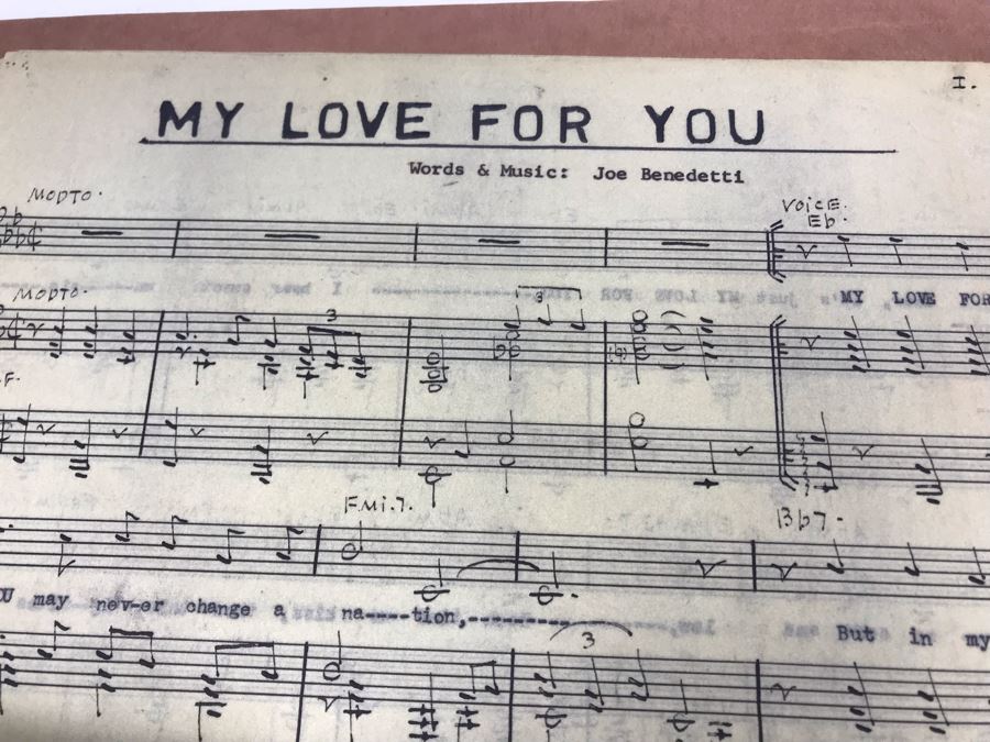 Dozens Of Vintage 1950's & 60's HANDWRITTEN Copyrighted Songs Words & Music Sheet Music By Dick Sher, Joe Benedetti, Adele Rich, Quint Benedetti, Kenneth Devore, Roger Karshner - See Photos [Photo 14]