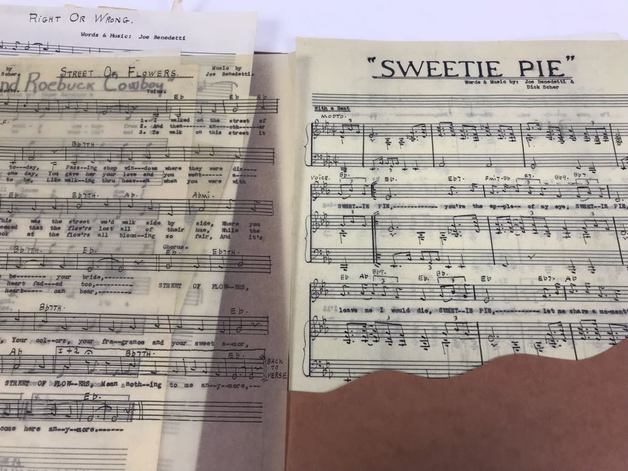 Dozens Of Vintage 1950's & 60's HANDWRITTEN Copyrighted Songs Words & Music Sheet Music By Dick Sher, Joe Benedetti, Adele Rich, Quint Benedetti, Kenneth Devore, Roger Karshner - See Photos [Photo 38]
