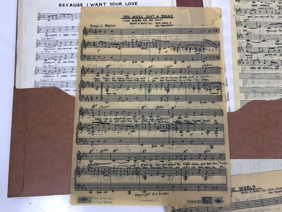 Dozens Of Vintage 1950's & 60's HANDWRITTEN Copyrighted Songs Words & Music Sheet Music By Dick Sher, Joe Benedetti, Adele Rich, Quint Benedetti, Kenneth Devore, Roger Karshner - See Photos [Photo 21]