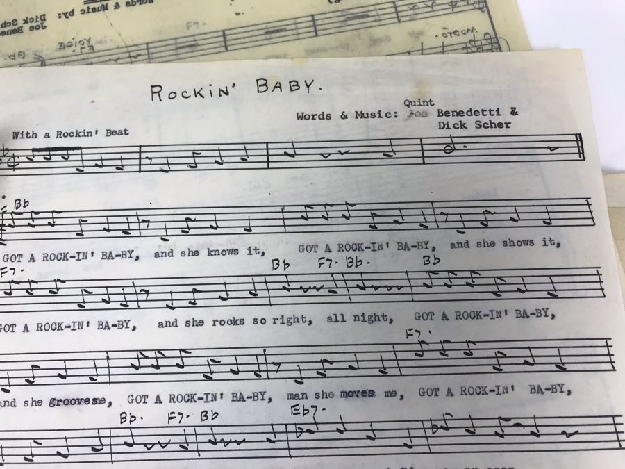 Dozens Of Vintage 1950's & 60's HANDWRITTEN Copyrighted Songs Words & Music Sheet Music By Dick Sher, Joe Benedetti, Adele Rich, Quint Benedetti, Kenneth Devore, Roger Karshner - See Photos [Photo 35]