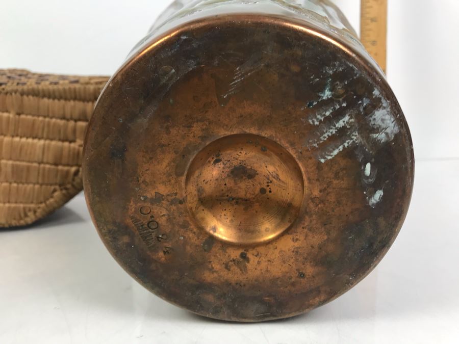 Vintage Woven Basket And Hammered Copper And Brass Vessel 12'H [Photo 10]