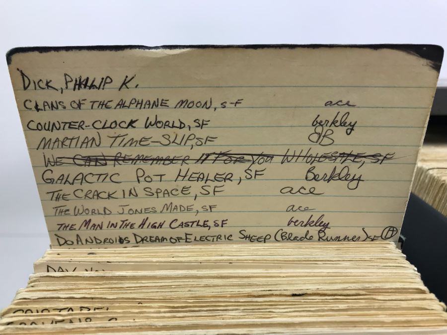 (4) Long Steelmaster Card Catalog Filing Cabinets Filled With Cards Cataloging Science Fiction Authors And Their Books Catalog - See Photos [Photo 5]