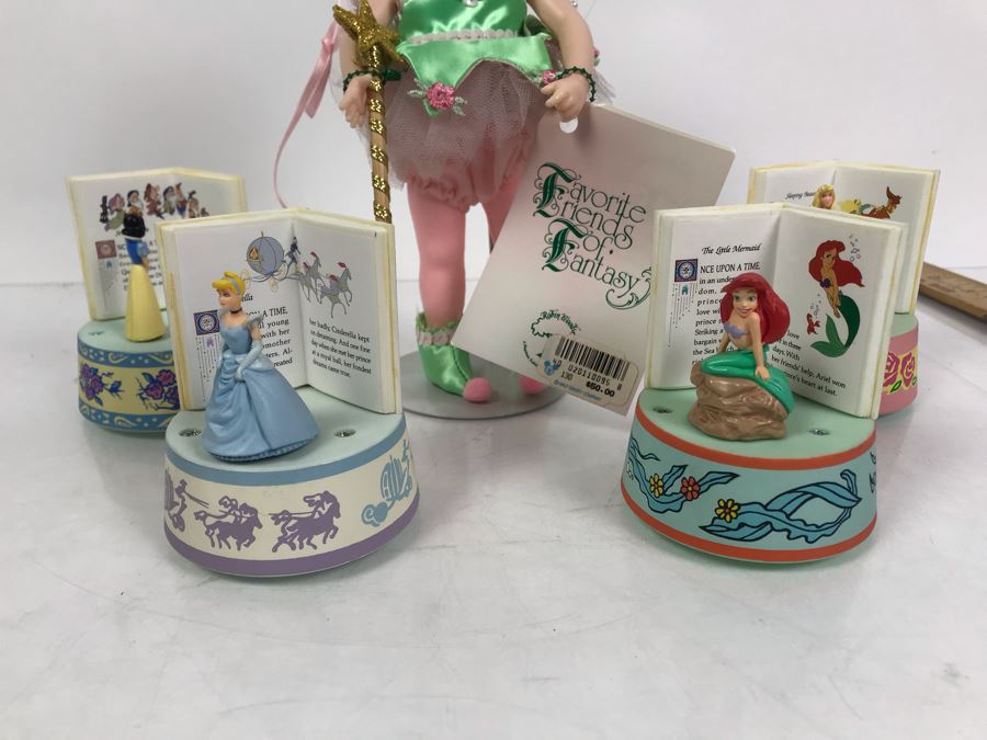 Vintage 1988 Robin Woods Tinkerbell Favorite Friends Of Fantasy Doll With $50 Disneyland Price Tag And (4) Vintage Schmid Disneyland Electronic Music Boxes: Cinderella, Snow White, Sleeping Beauty, The Little Mermaid [Photo 2]
