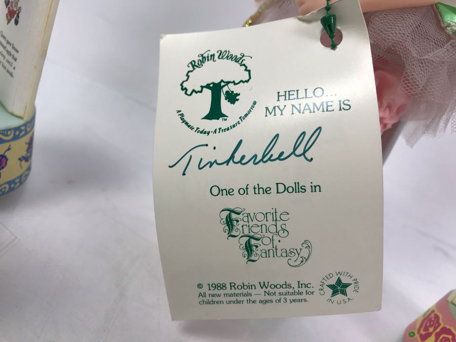 Vintage 1988 Robin Woods Tinkerbell Favorite Friends Of Fantasy Doll With $50 Disneyland Price Tag And (4) Vintage Schmid Disneyland Electronic Music Boxes: Cinderella, Snow White, Sleeping Beauty, The Little Mermaid [Photo 11]