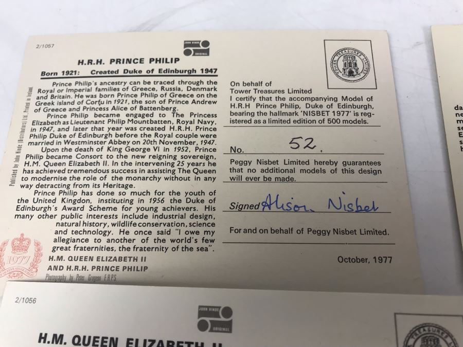 Vintage 1970's Limited Edition Peggy Nisbet Dolls With Certificates Of Authenticity: Queen Elizabet I, Queen Victoria, H.R.H. Prince Philip, H.M. Queen Elizabeth II And Lade Jane Grey All Signed By Alison Nisbet On Cert [Photo 28]