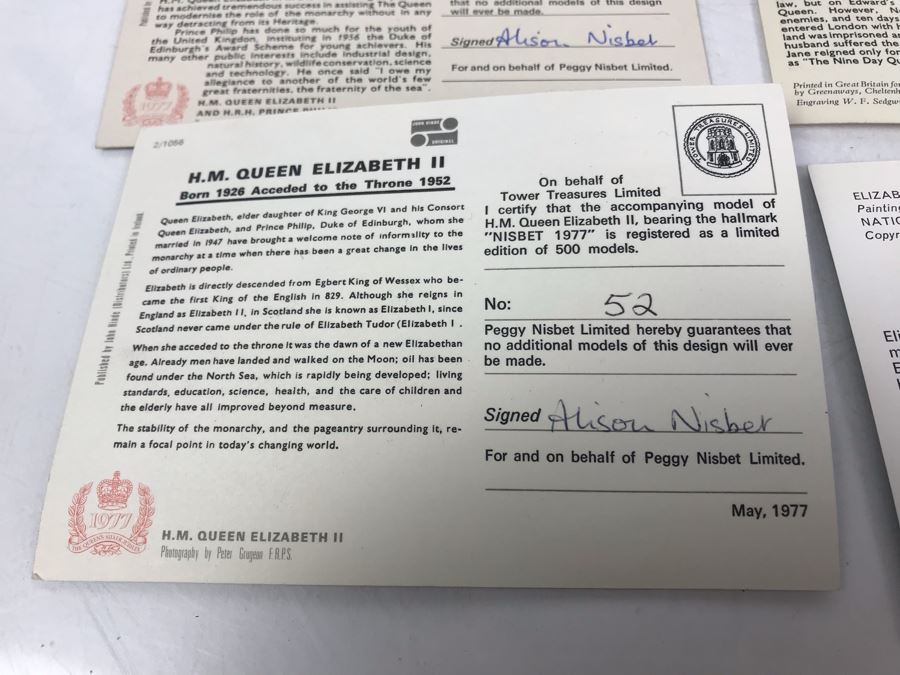 Vintage 1970's Limited Edition Peggy Nisbet Dolls With Certificates Of Authenticity: Queen Elizabet I, Queen Victoria, H.R.H. Prince Philip, H.M. Queen Elizabeth II And Lade Jane Grey All Signed By Alison Nisbet On Cert [Photo 29]