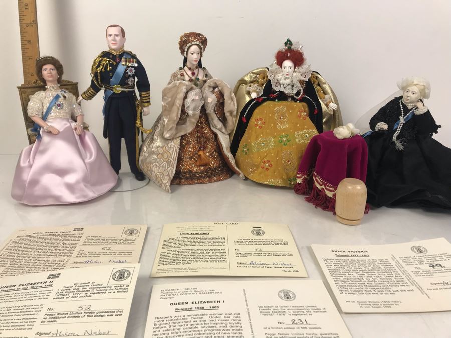 Vintage 1970's Limited Edition Peggy Nisbet Dolls With Certificates Of Authenticity: Queen Elizabet I, Queen Victoria, H.R.H. Prince Philip, H.M. Queen Elizabeth II And Lade Jane Grey All Signed By Alison Nisbet On Cert [Photo 30]