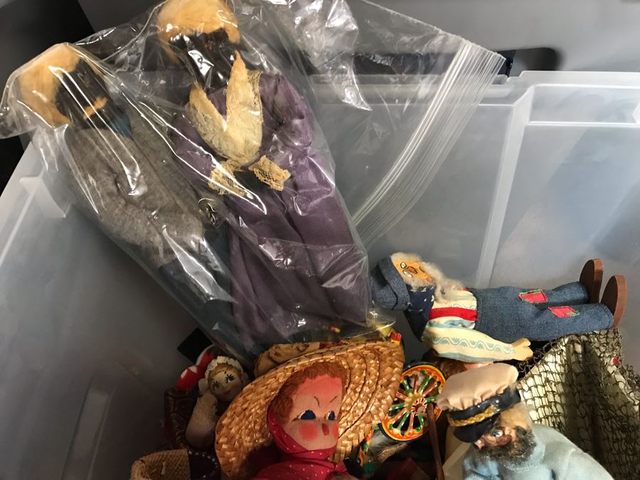MEGA Vintage Doll Lot With House Of Nisbet H.R.H. Pricess of Wales Doll, International Dolls, Pillsbury Doughboy Doll And Tons More - 8 Tubs Filled! - See Photos [Photo 25]