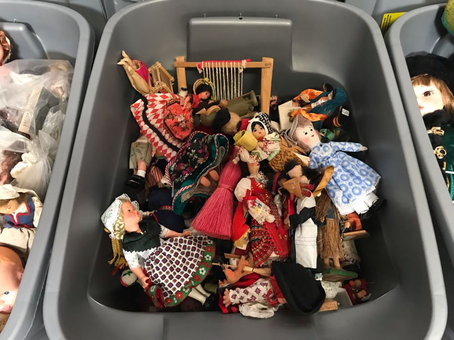 MEGA Vintage Doll Lot With House Of Nisbet H.R.H. Pricess of Wales Doll, International Dolls, Pillsbury Doughboy Doll And Tons More - 8 Tubs Filled! - See Photos [Photo 10]