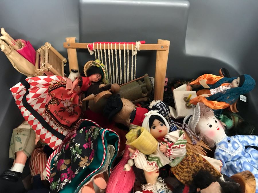 MEGA Vintage Doll Lot With House Of Nisbet H.R.H. Pricess of Wales Doll, International Dolls, Pillsbury Doughboy Doll And Tons More - 8 Tubs Filled! - See Photos [Photo 11]