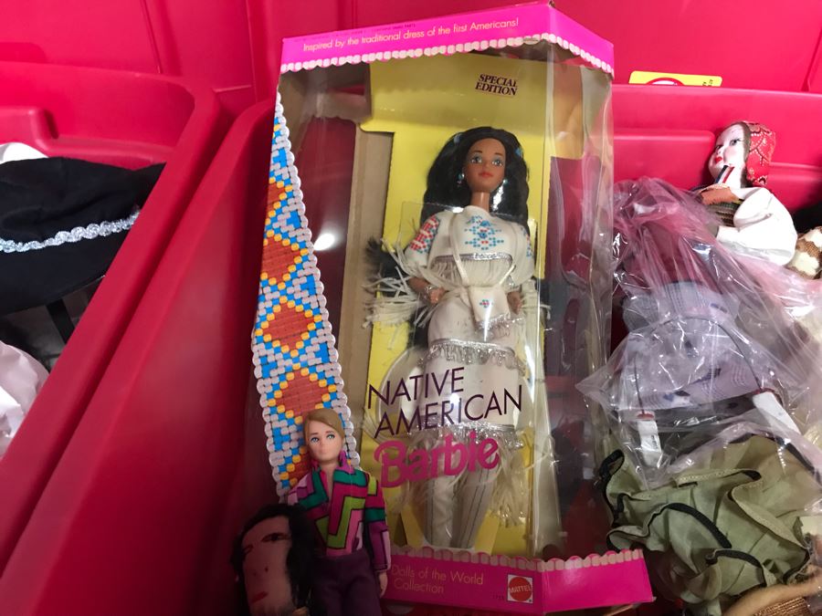 MEGA Vintage Doll Lot With 30' Mattel Marie Osmond Doll, Native American Barbie Doll, International Dolls, Disney Dolls And Tons More - 6 Large Tubs Filled! - See Photos [Photo 4]