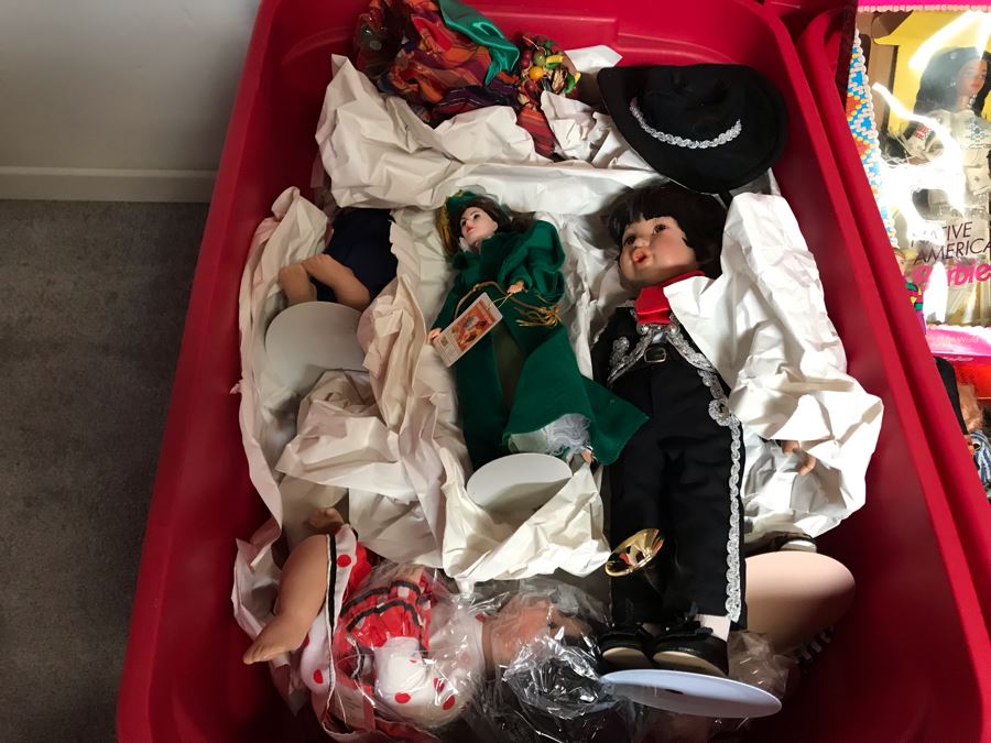 MEGA Vintage Doll Lot With 30' Mattel Marie Osmond Doll, Native American Barbie Doll, International Dolls, Disney Dolls And Tons More - 6 Large Tubs Filled! - See Photos [Photo 9]