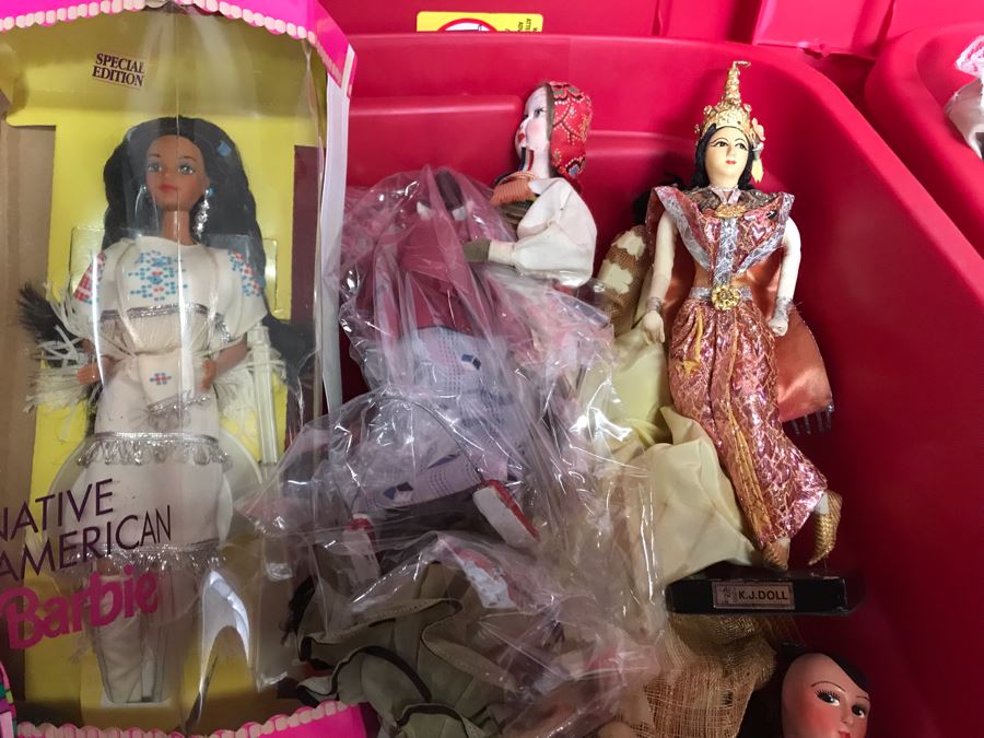 MEGA Vintage Doll Lot With 30' Mattel Marie Osmond Doll, Native American Barbie Doll, International Dolls, Disney Dolls And Tons More - 6 Large Tubs Filled! - See Photos [Photo 5]