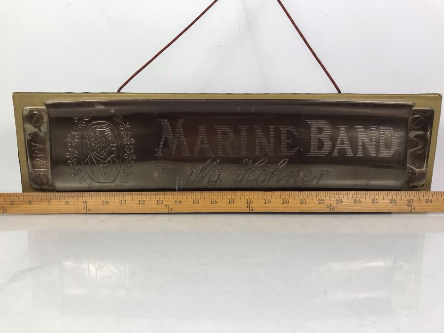 Rare LARGE 24'L Vintage M. Hohner Harmonica Marine Band Store Display Advertising