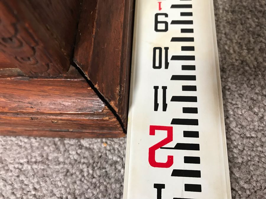 Stunning Large Vintage Willimantic Advertising Wooden Spool Cabinet Desk With Hinged Top And 4-Drawers Willimantic Six Cord Star Thread - Desk Top Needs New Leather 31'W X 24'D X 26'H [Photo 19]