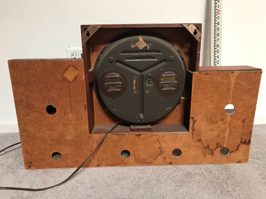 Mid-Century Modern Advertising Telechron Electric Clock Store Display Shelf With Working Clock Backlight Needs New Bulbs 34'W X 7'D X 22'H [Photo 9]