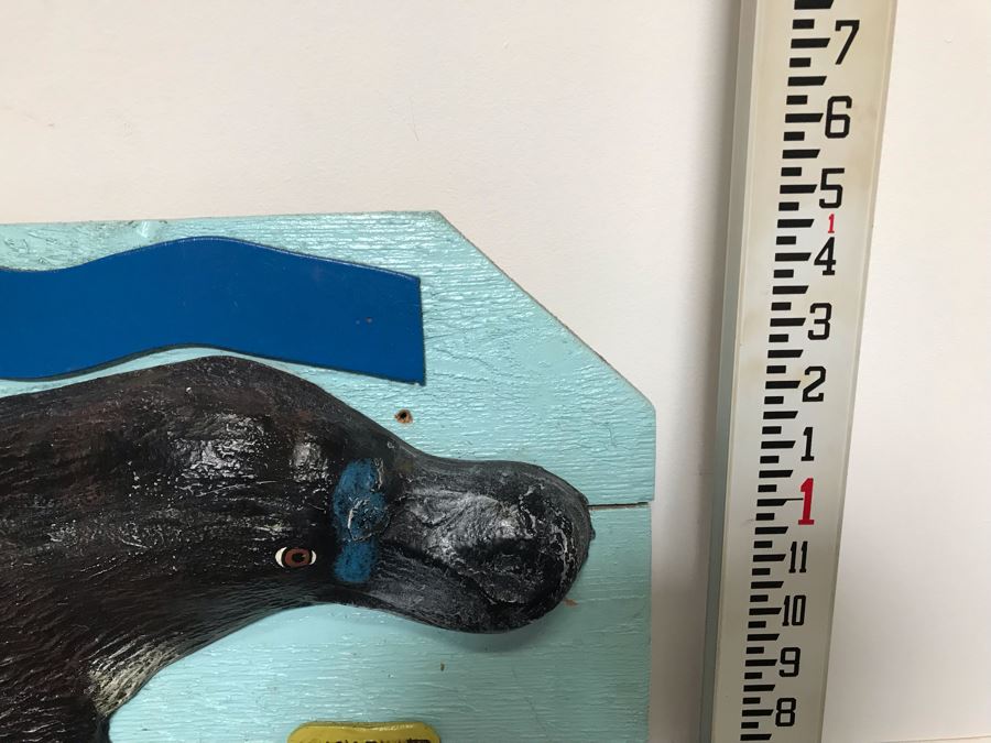 Wooden Wall Plaque With Embossed Plastic Duck-Billed Platypus From Outback Steakhouse 30' X 17' [Photo 7]