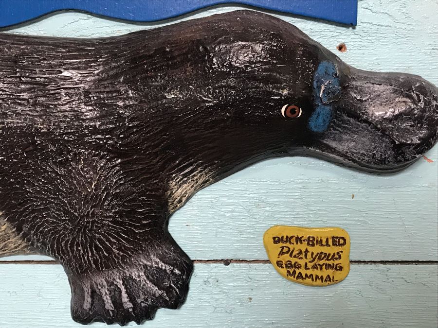 Wooden Wall Plaque With Embossed Plastic Duck-Billed Platypus From Outback Steakhouse 30' X 17' [Photo 4]