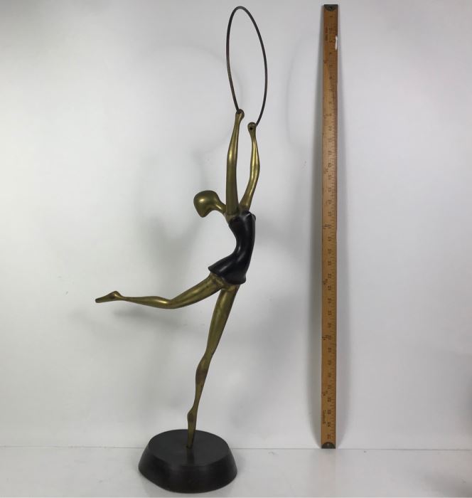 Vintage Brass Ballerina Statue Sculpture 33'H