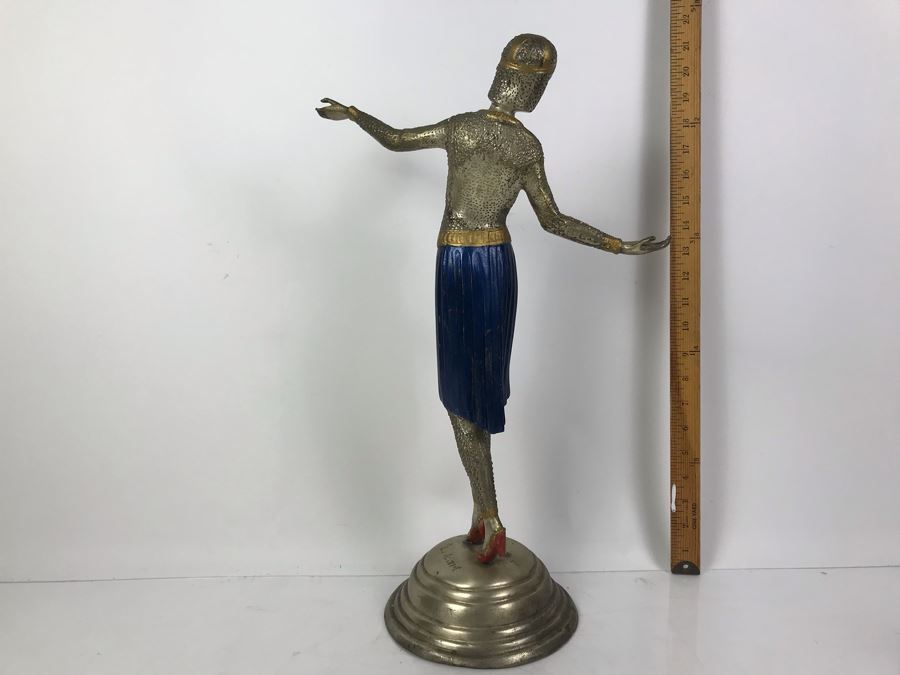 Signed Louis Icart Statue 21'H - Note That Tips Of Fingers On One Hand Are Missing [Photo 8]