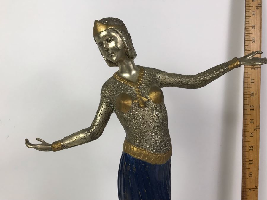 Signed Louis Icart Statue 21'H - Note That Tips Of Fingers On One Hand Are Missing [Photo 3]