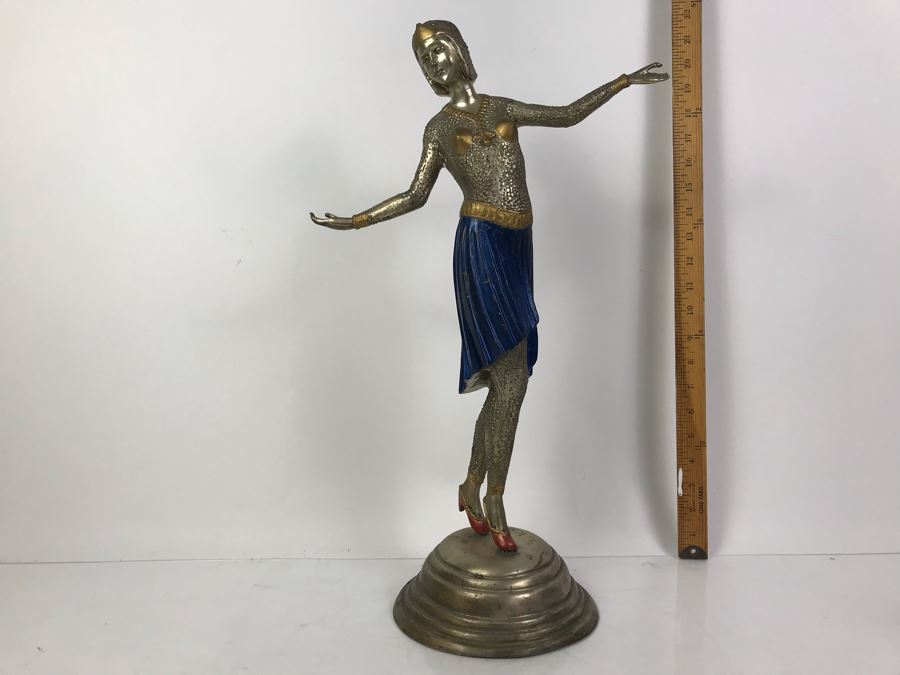 Signed Louis Icart Statue 21'H - Note That Tips Of Fingers On One Hand Are Missing [Photo 2]