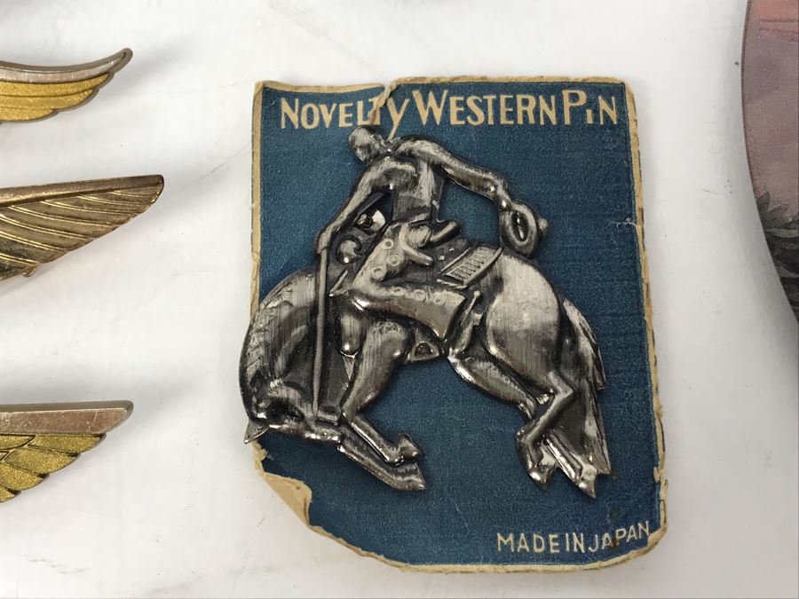 Collectibles Lot With Pins, Patches, Keychains, Bracelet Includes Airline Wings, Marilyn Monroe Brooch, Webelos, Girl Scouts, Trojans Football Brooch, USN, Snow White, Wells Fargo - See Photos [Photo 5]