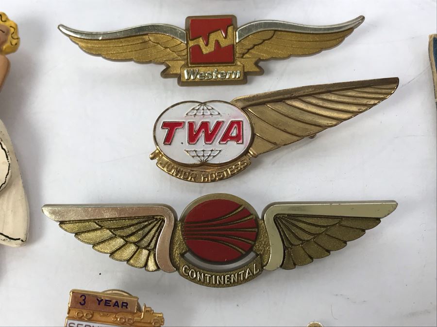 Collectibles Lot With Pins, Patches, Keychains, Bracelet Includes Airline Wings, Marilyn Monroe Brooch, Webelos, Girl Scouts, Trojans Football Brooch, USN, Snow White, Wells Fargo - See Photos [Photo 3]