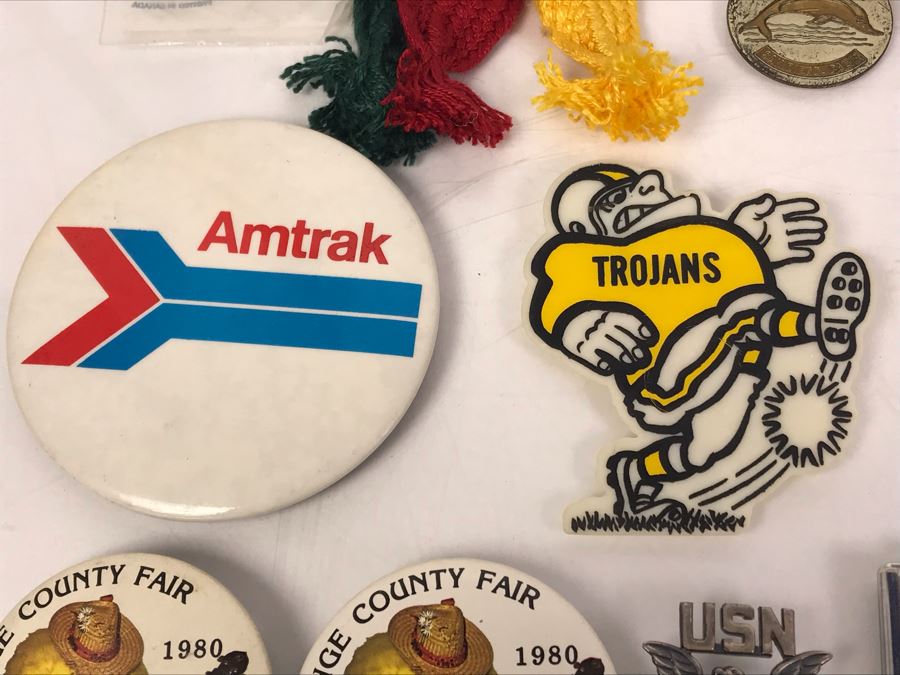 Collectibles Lot With Pins, Patches, Keychains, Bracelet Includes Airline Wings, Marilyn Monroe Brooch, Webelos, Girl Scouts, Trojans Football Brooch, USN, Snow White, Wells Fargo - See Photos [Photo 22]