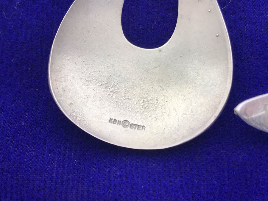 Sterling Silver Jewelry Earring Lot With Sterling Ring - Some Signed Woods Sterling And KBN Sterling 64.3g (One Earring Shown Nearest Bottom Needs Repair) [Photo 13]