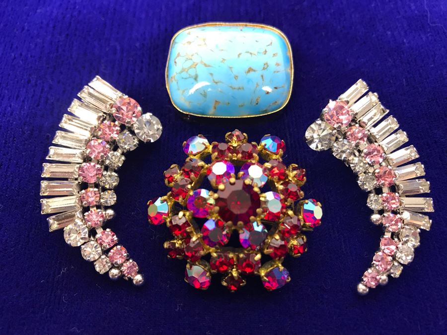 Vintage Rhinestone Jewelry Made In Austria And West Germany Plus Brooch Pin Made In Austria